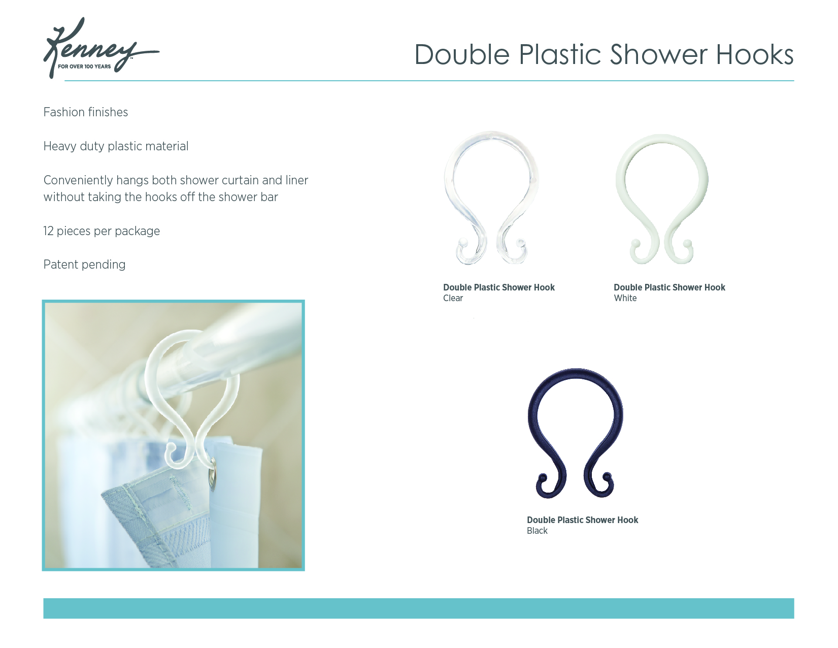 Double Plastic Shower Hooks